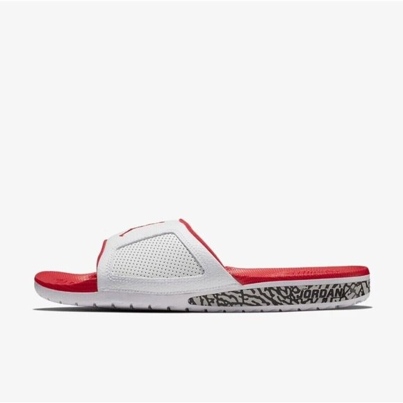 Nike Jordan Hydro III Retro Slides Sandals 854556-116 White / Red / Grey